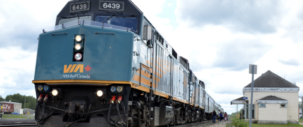 Picture of VIA Rail Train in train station.