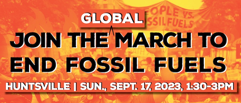 Text: Join the Global March to End Fossil Fuels